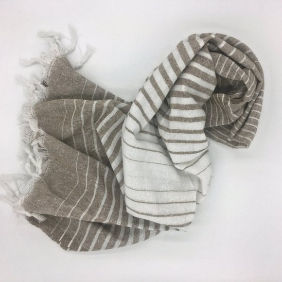 Neutral Cotton Tote w/ Burlap Flower Pin Bag & Peshtemal Travel Set NEW - Picture 5 of 8